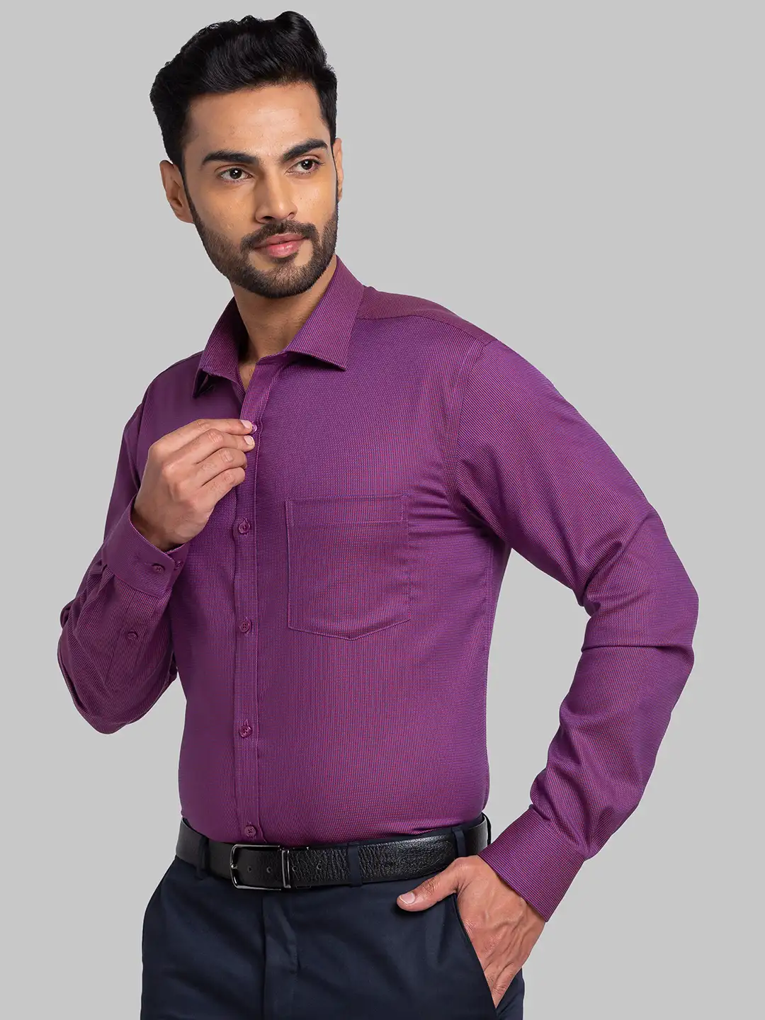 Park Avenue Men Purple Slim Fit Cotton Formal Shirt - Image 3