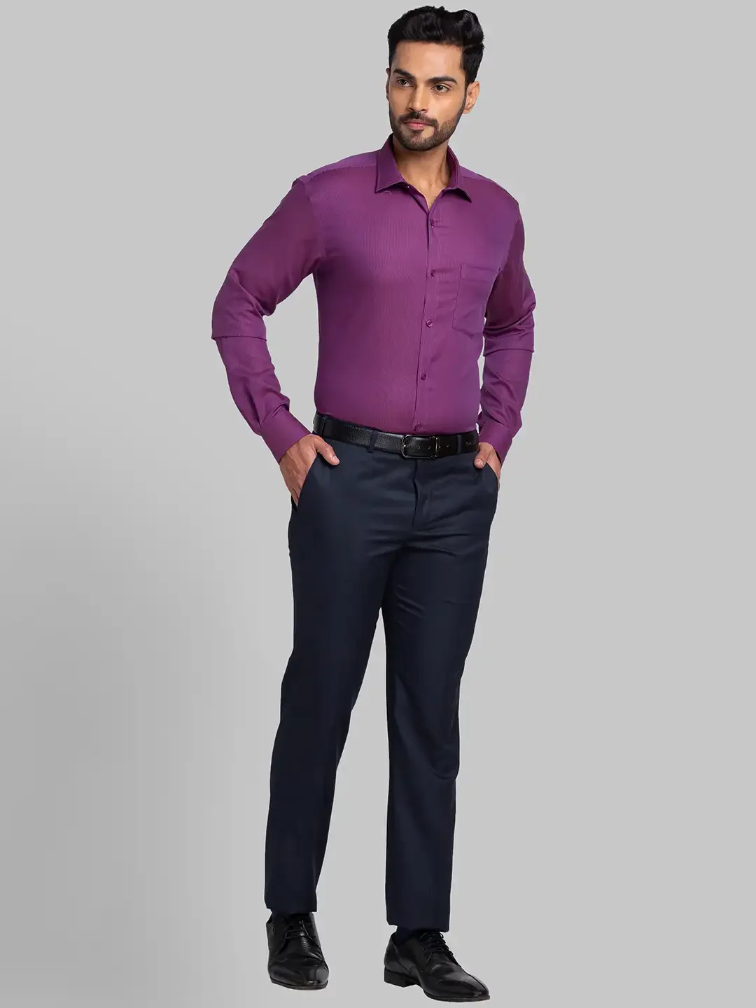 Park Avenue Men Purple Slim Fit Cotton Formal Shirt - Image 5