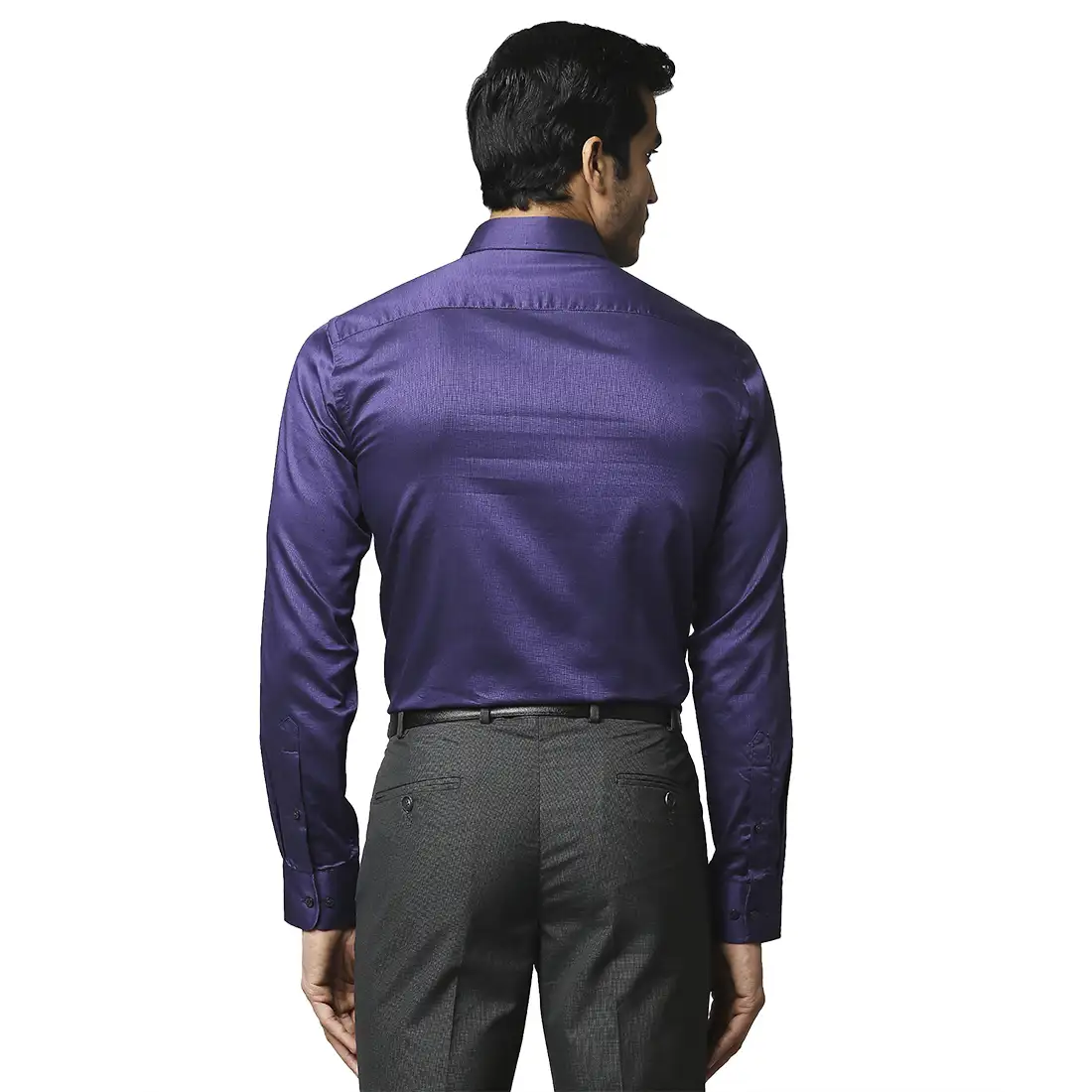 Men Violet Slim Fit Structure Cotton Shirts - Image 4