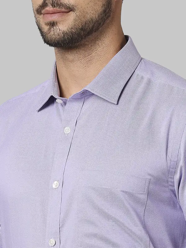 Men Violet Slim Fit Structure Cotton Shirts - Image 6