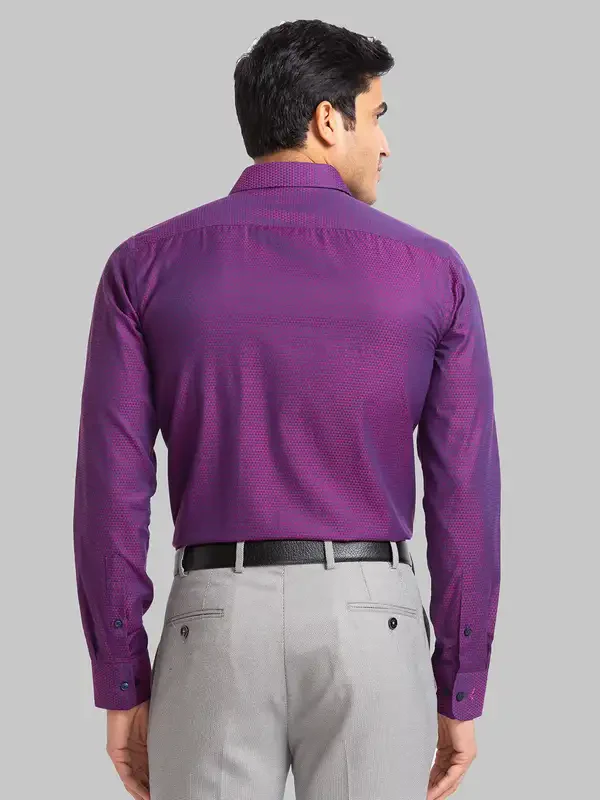 Men Violet Slim Fit Structure Polyester Blend Shirts - Image 4