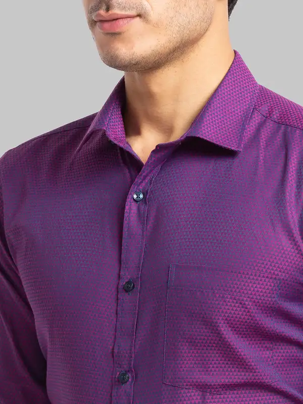 Men Violet Slim Fit Structure Polyester Blend Shirts - Image 6