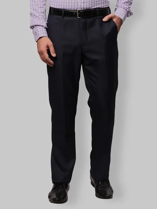 Men Violet Smart Fit Solid Polyester Blend Trouser