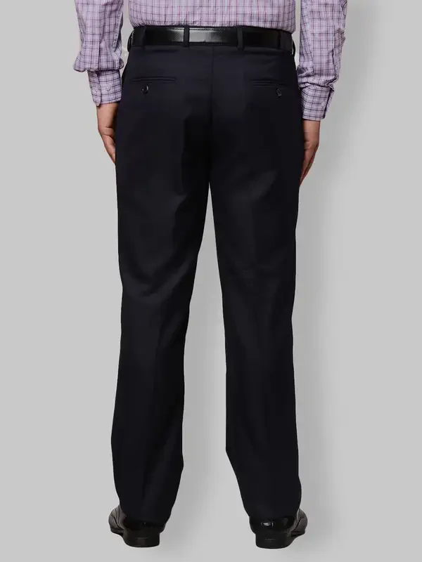 Men Violet Smart Fit Solid Polyester Blend Trouser - Image 4