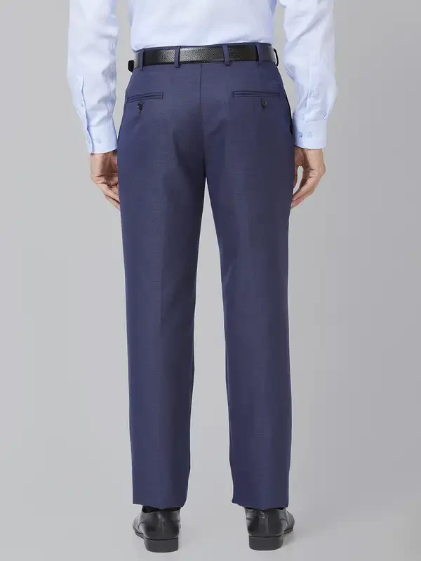 Men Violet Smart Fit Structure Polyester Blend Trouser - Image 4