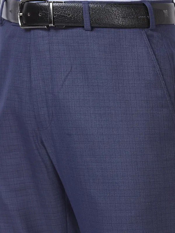 Men Violet Smart Fit Structure Polyester Blend Trouser - Image 6