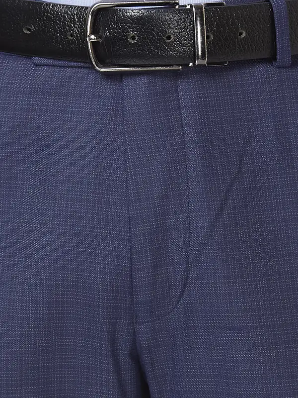 Men Violet Smart Fit Structure Polyester Blend Trouser - Image 7