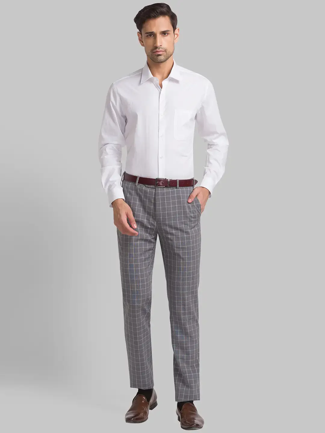 Men White Contemporary Fit Structure Cotton Shirts - Image 5