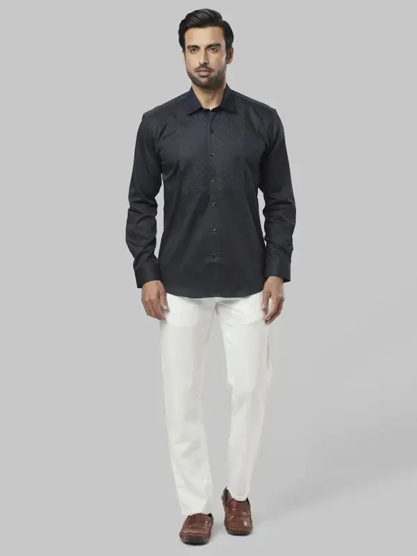 Men White Cotton Blend Trouser - Image 5