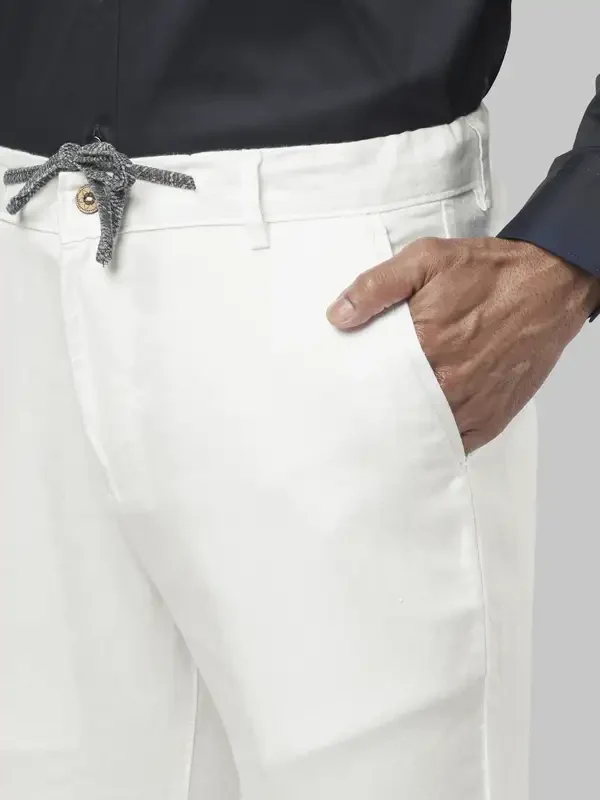 Men White Cotton Blend Trouser - Image 6