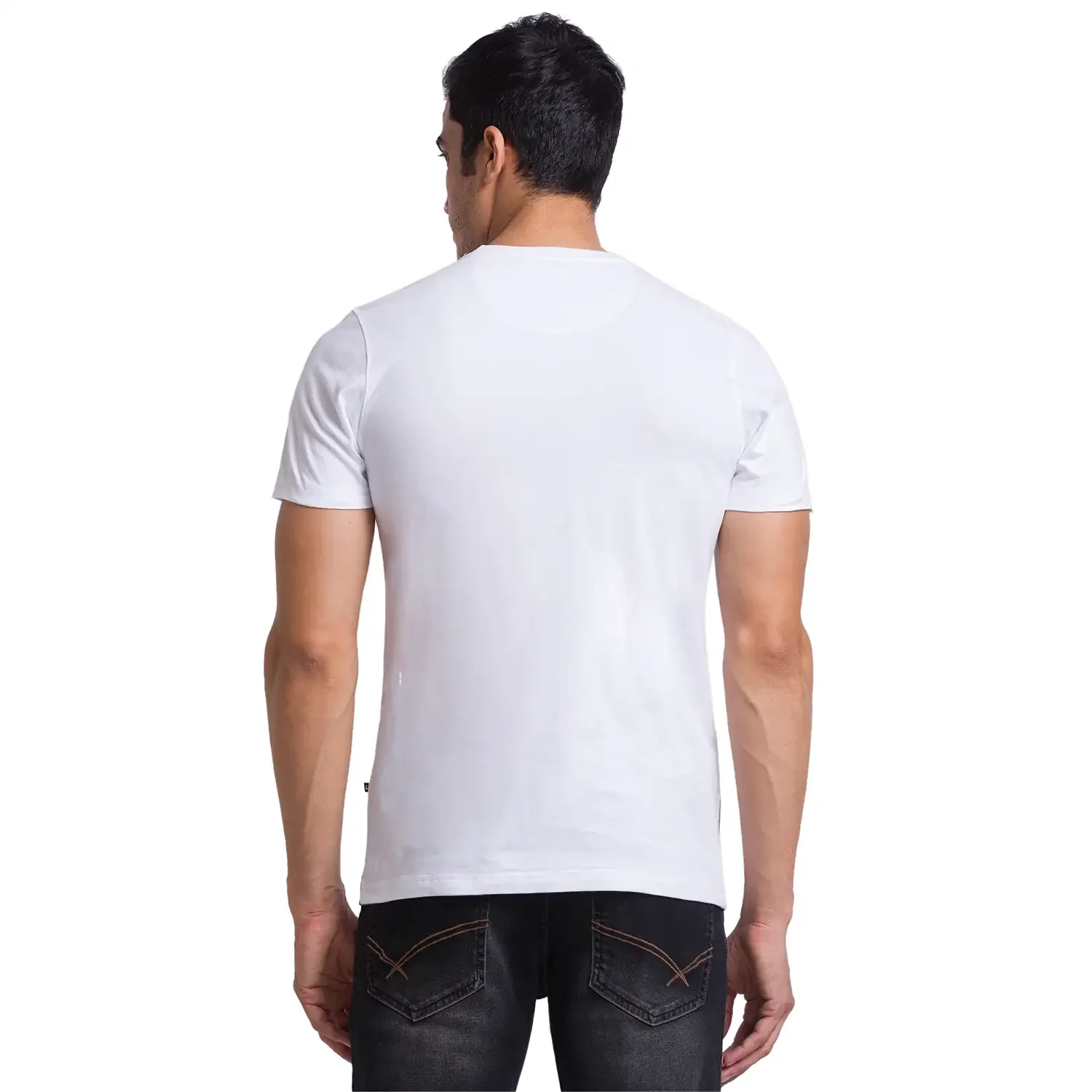 Men White Regular Fit Graphic Cotton T-Shirt - Image 4