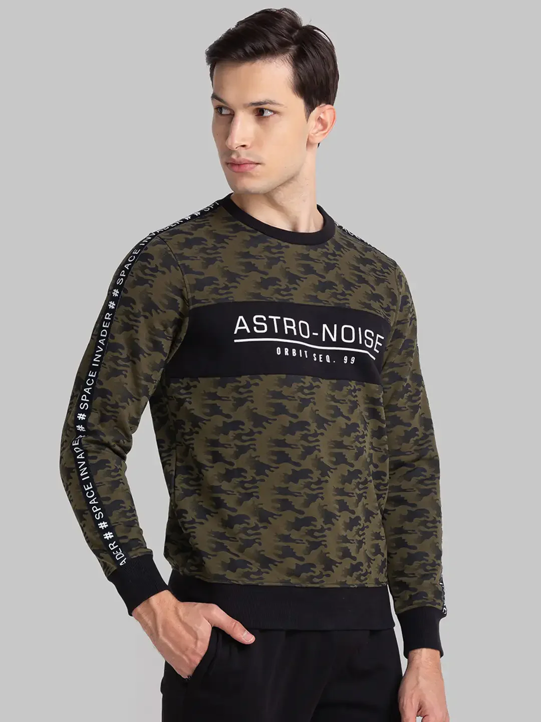 Men White Regular Fit Print Cotton Polyester Blend Sweatshirts - Image 2