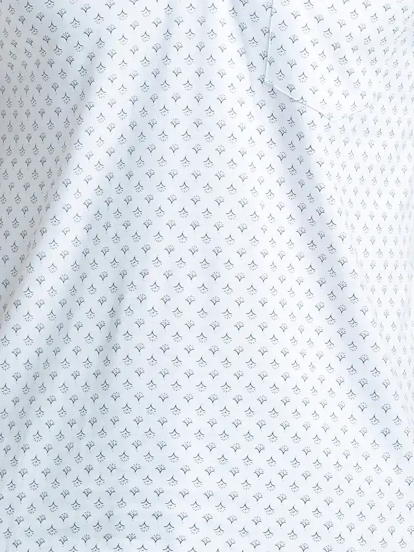 Men White Regular Fit Print Cotton Round Neck Collar Polo T-Shirt - Image 7
