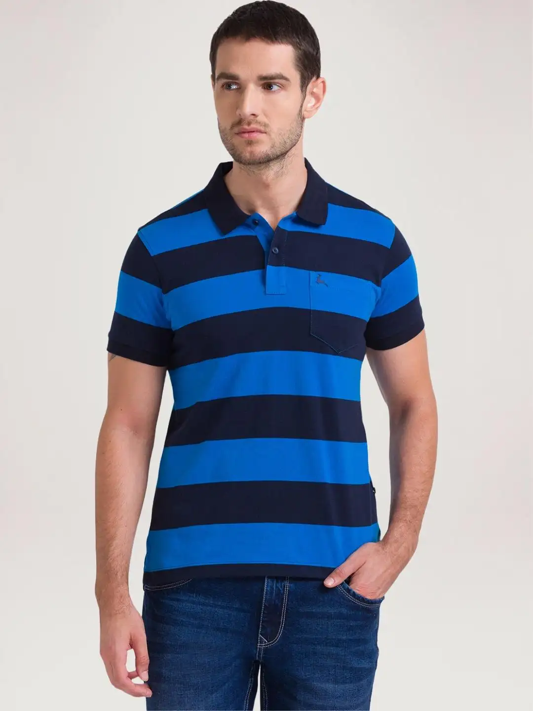 Men White Regular Fit Print Cotton Round Neck Collar Polo T-Shirt - Image 5