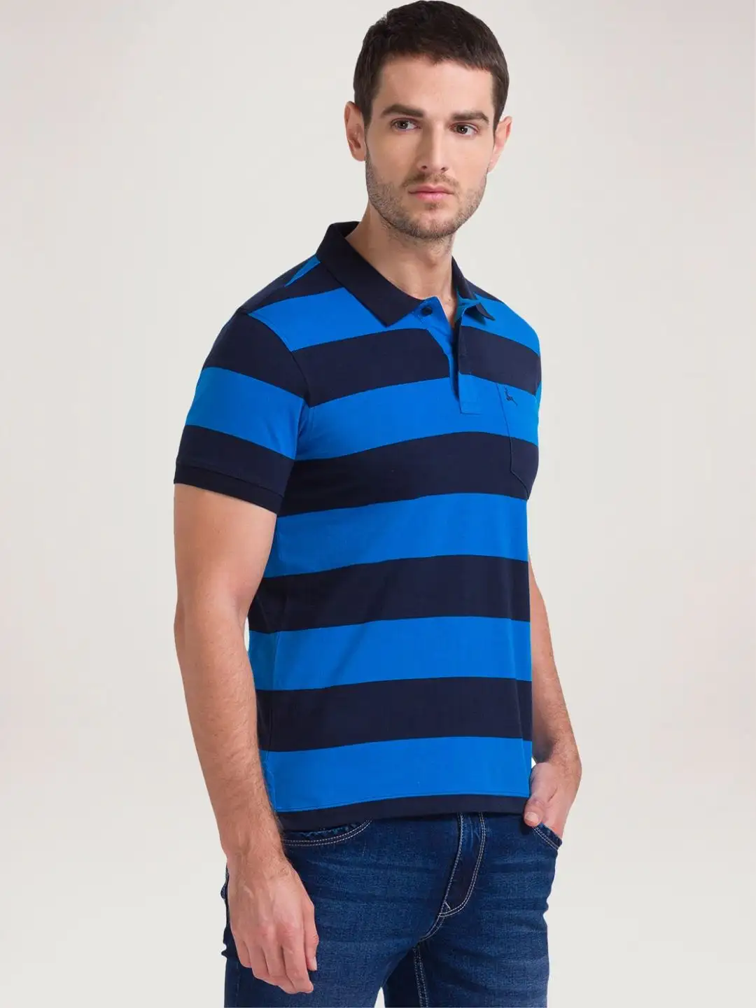 Men White Regular Fit Print Cotton Round Neck Collar Polo T-Shirt - Image 6