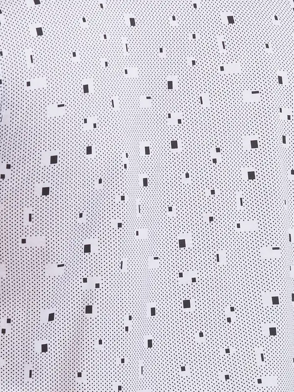 Men White Regular Fit Print Cotton Round Neck Collar Polo T-Shirt - Image 7