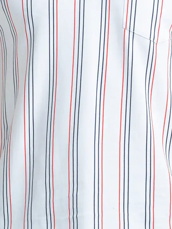 Men White Regular Fit Print Cotton Round Neck Collar Polo T-Shirt - Image 7