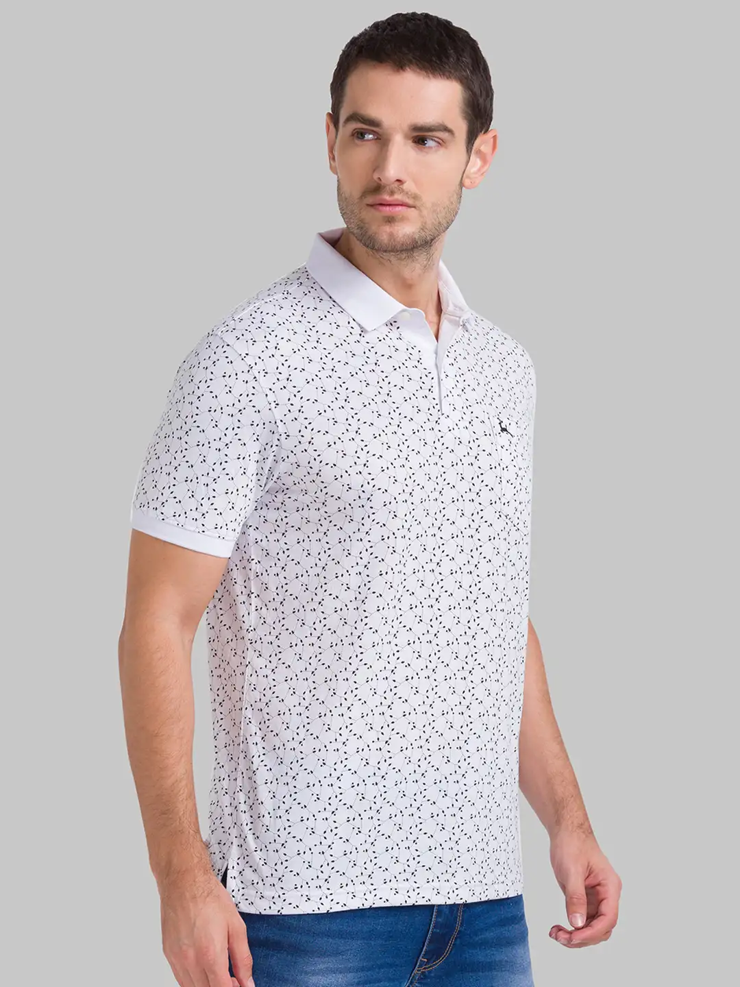 Men White Regular Fit Print Polyester Blend Round Neck Collar Polo T-Shirt - Image 2