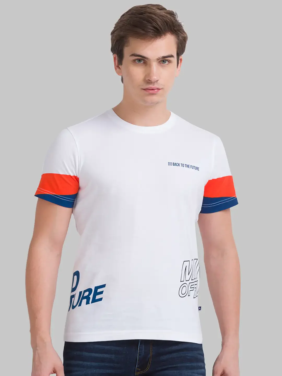 Men White Regular Fit Printed Graphic Cotton T-Shirt