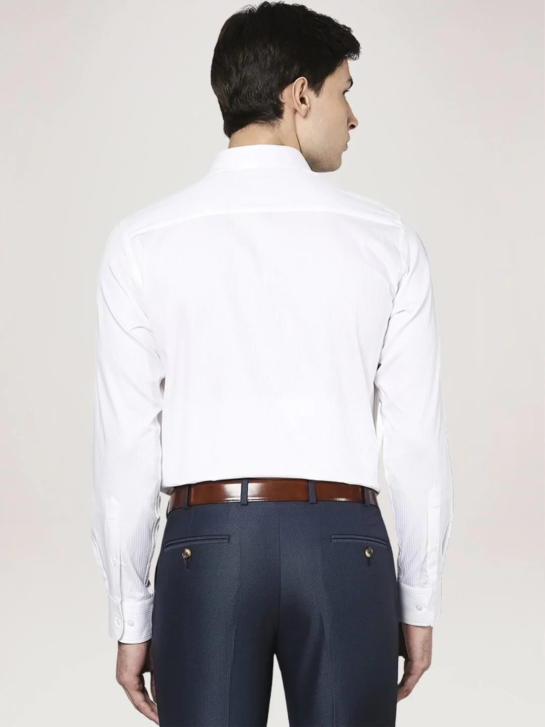 Men White Regular Fit Solid Cotton Full Sleeve Shirts - Image 3