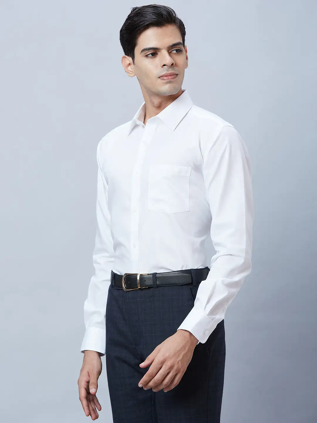 Men White Regular Fit Structure Cotton Full Sleeve Shirts - Image 3