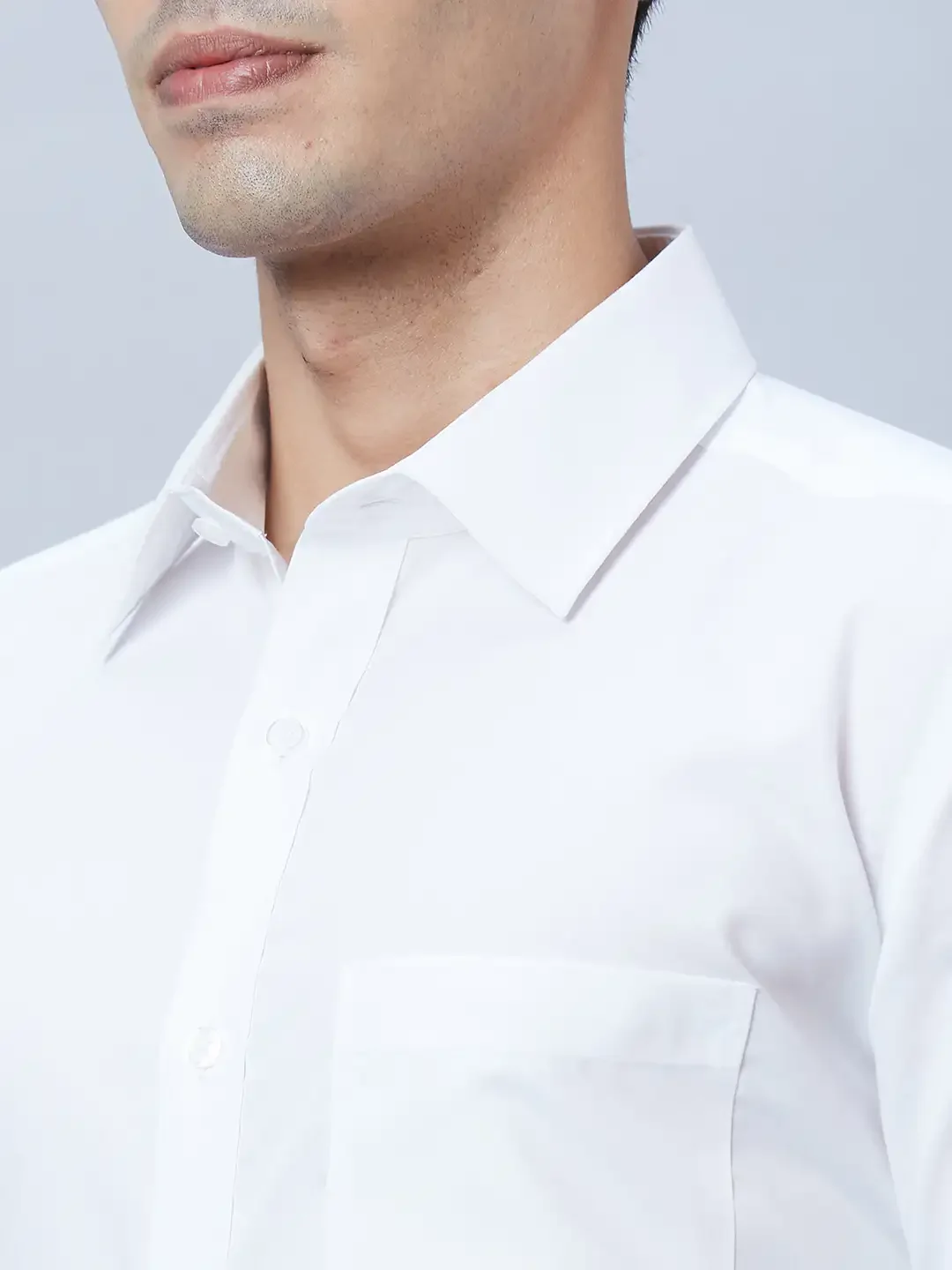 Men White Regular Fit Structure Cotton Full Sleeve Shirts - Image 6