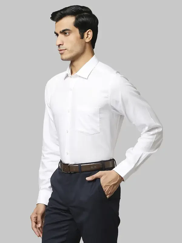 Park Avenue Men White Regular Fit Structure Formal Shirt - Image 3