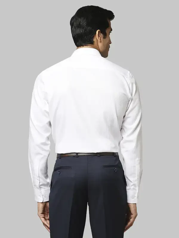 Park Avenue Men White Regular Fit Structure Formal Shirt - Image 5