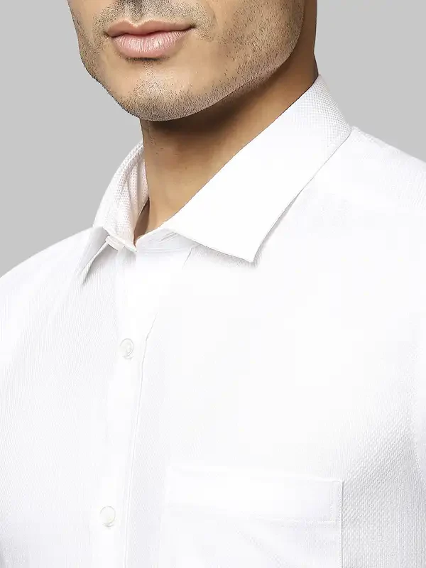 Park Avenue Men White Regular Fit Structure Formal Shirt - Image 7