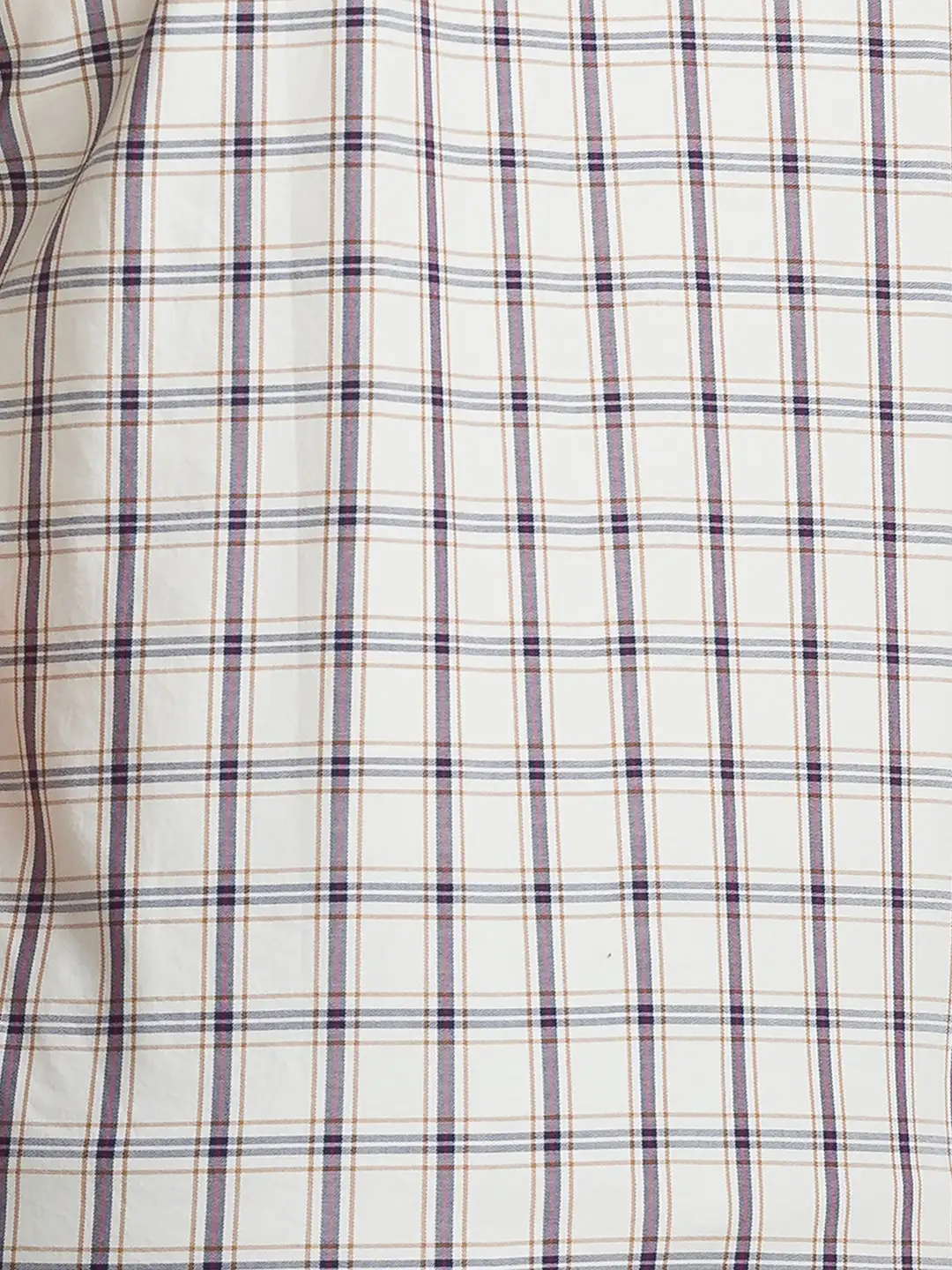 Men White Slim Fit Checks Cotton Full Sleeve Shirts - Image 5