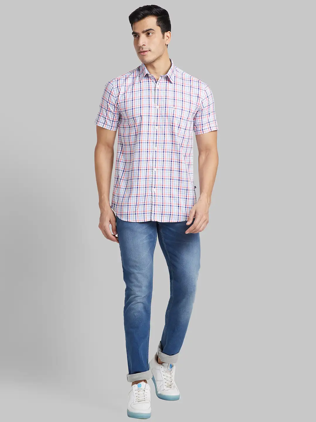Men White Slim Fit Print Cotton Full Sleeve Shirts - Image 5