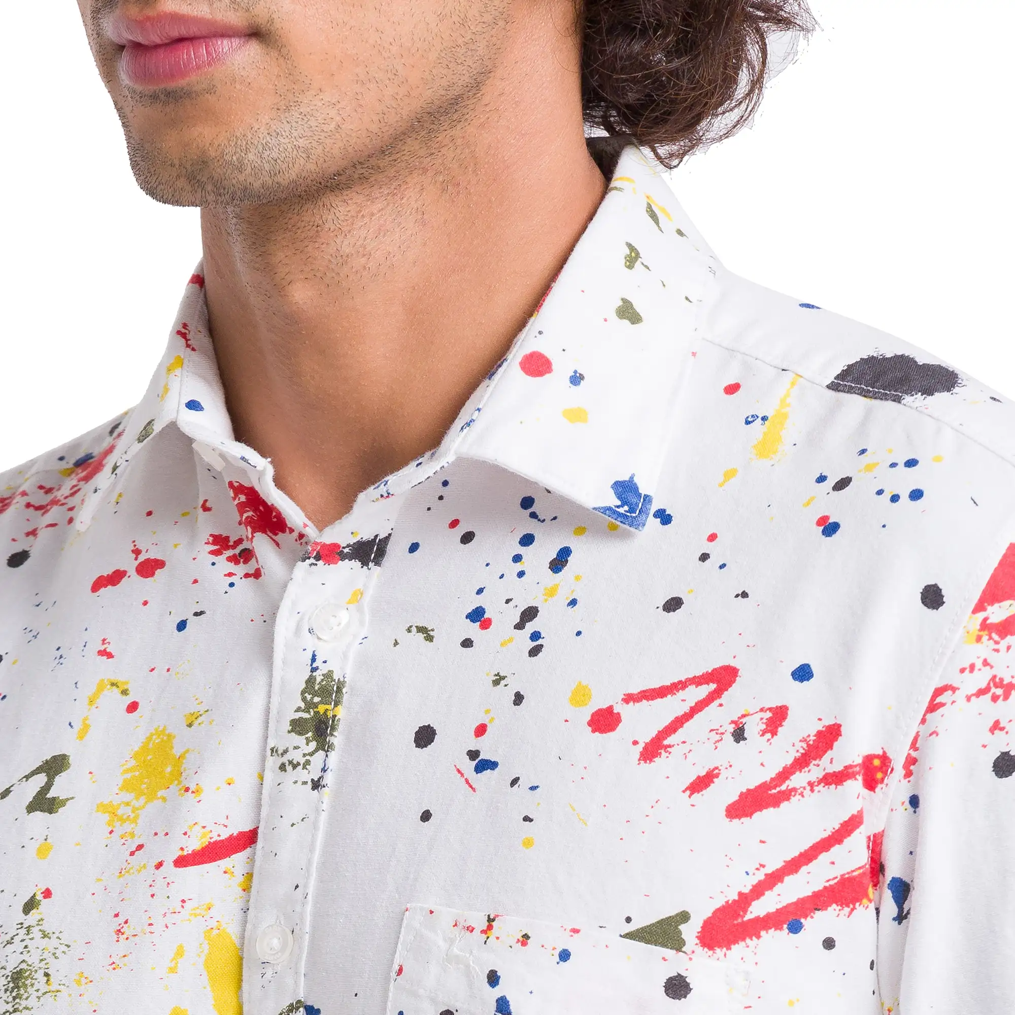 Men White Slim Fit Print Cotton Full Sleeve Shirts - Image 6