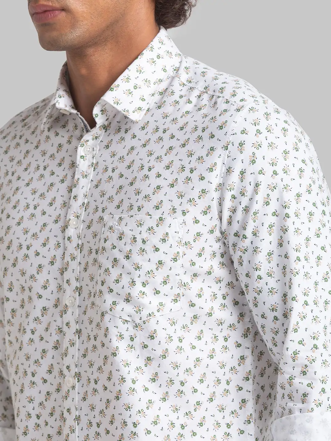 Men White Slim Fit Print Cotton Full Sleeve Shirts - Image 6