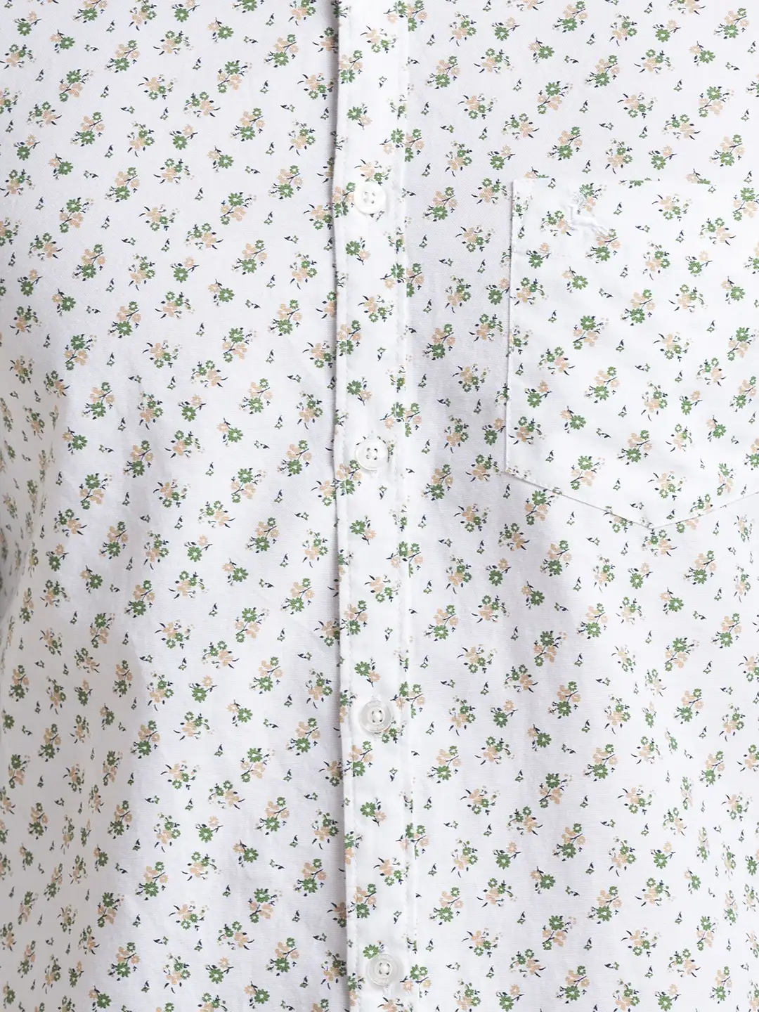 Men White Slim Fit Print Cotton Full Sleeve Shirts - Image 7