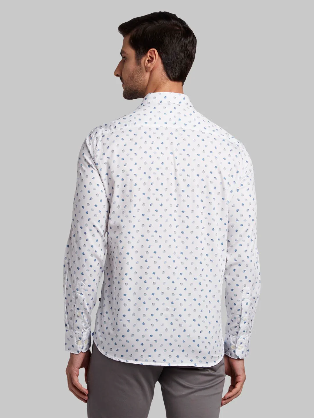 Men White Slim Fit Print Cotton Full Sleeve Shirts - Image 4