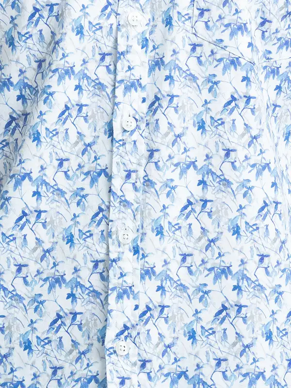 Men White Slim Fit Print Cotton Full Sleeve Shirts - Image 7