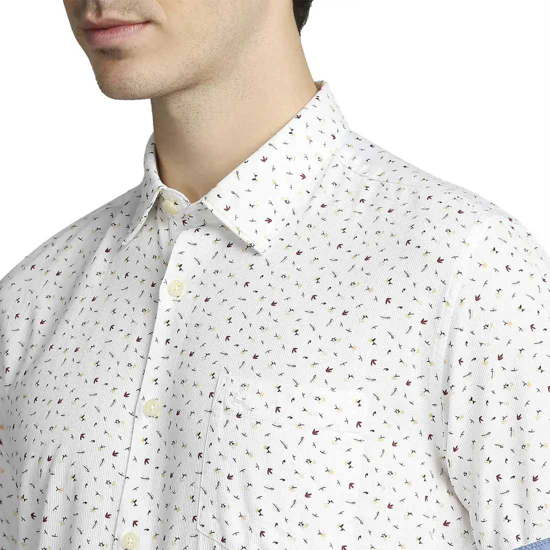 Men White Slim Fit Print Cotton Full Sleeve Shirts - Image 6