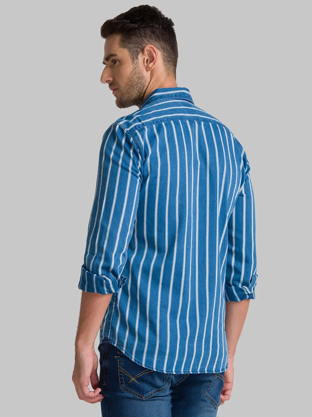 Men White Slim Fit Print Cotton Full Sleeve Shirts - Image 4