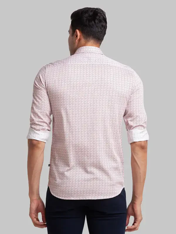 Parx Men Pink Printed Slim Fit Cotton Casual Shirt - Image 4