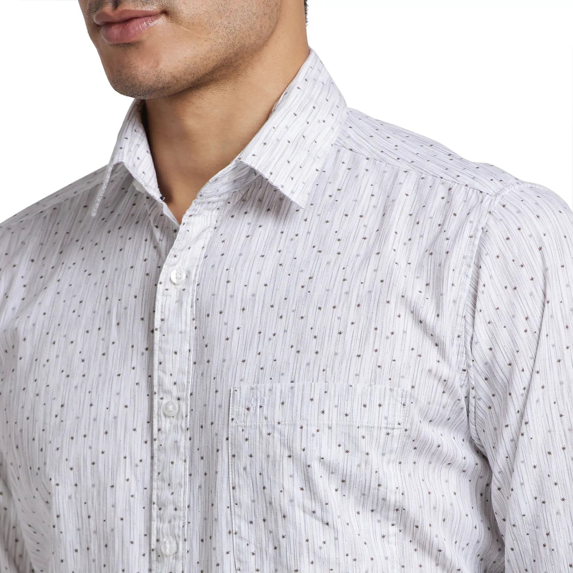Men White Slim Fit Print Cotton Shirts - Image 6