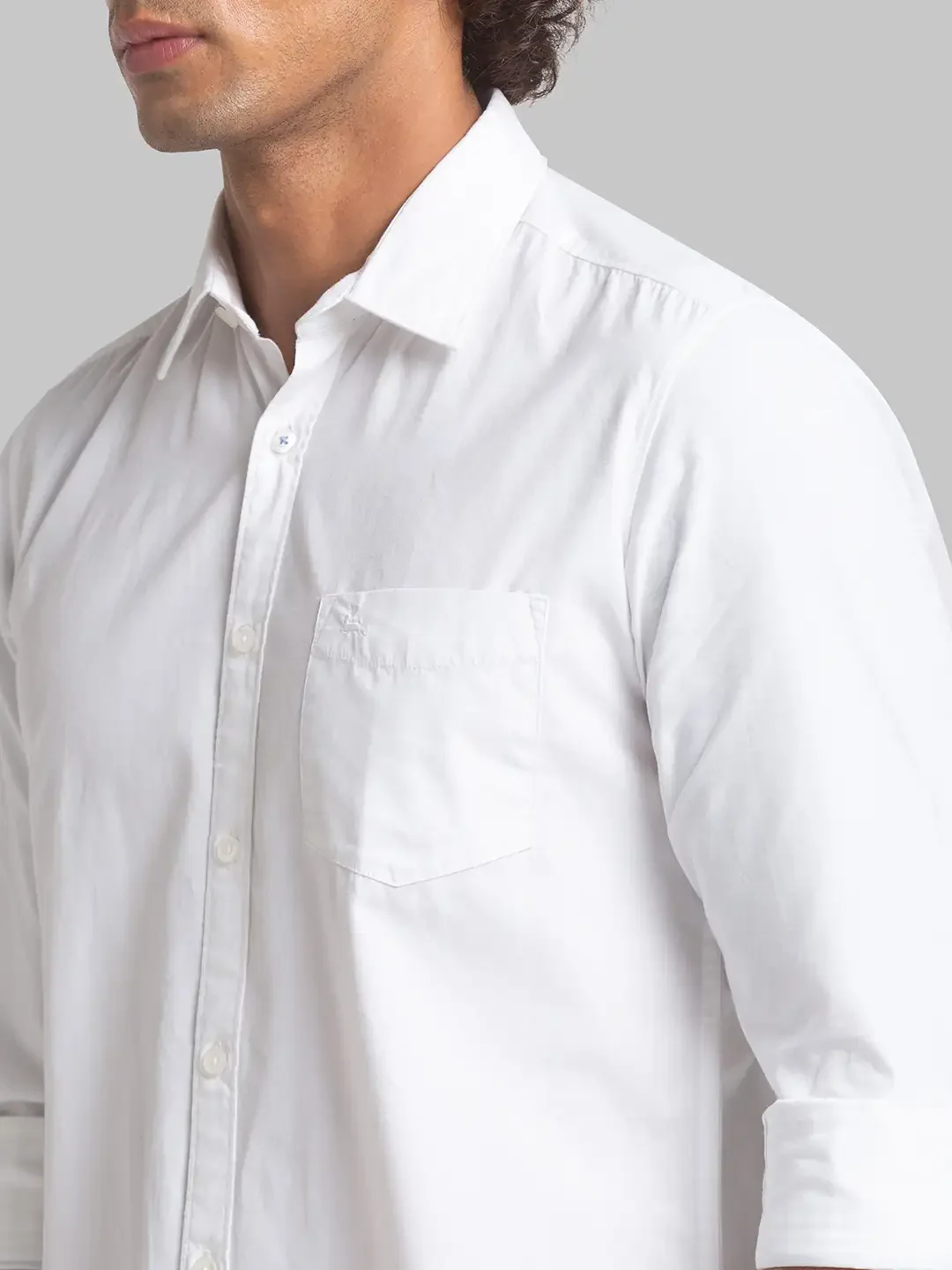 Men White Slim Fit Solid Cotton Full Sleeve Shirts - Image 6