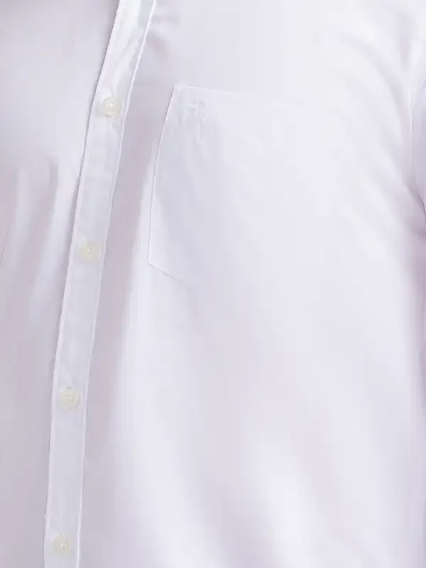 Men White Slim Fit Solid Polyester Blend Full Sleeve Shirts - Image 7