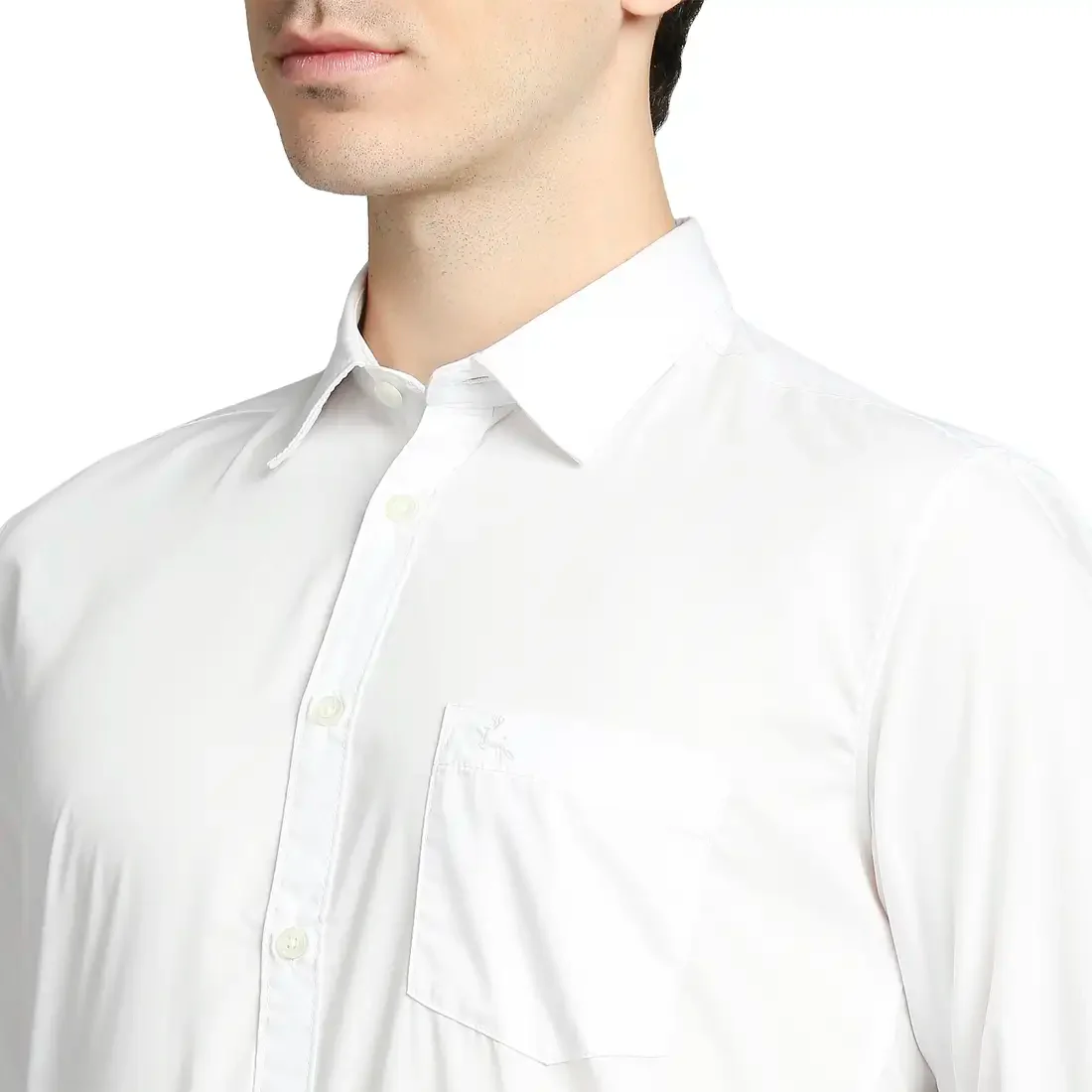Men White Slim Fit Solid Polyester Blend Full Sleeve Shirts - Image 6
