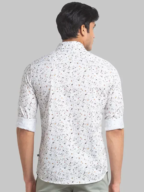 Men White Slim Fit Stripe Cotton Full Sleeve Shirts - Image 4