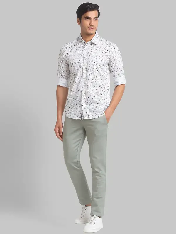 Men White Slim Fit Stripe Cotton Full Sleeve Shirts - Image 5