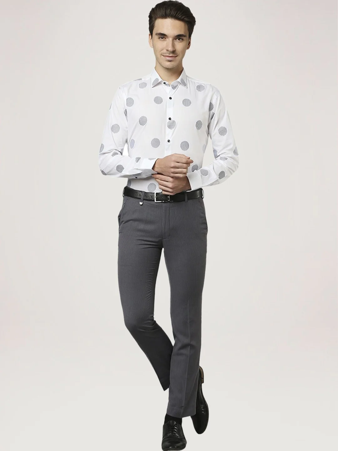 Men White Slim Fit Structure Cotton Shirts - Image 2