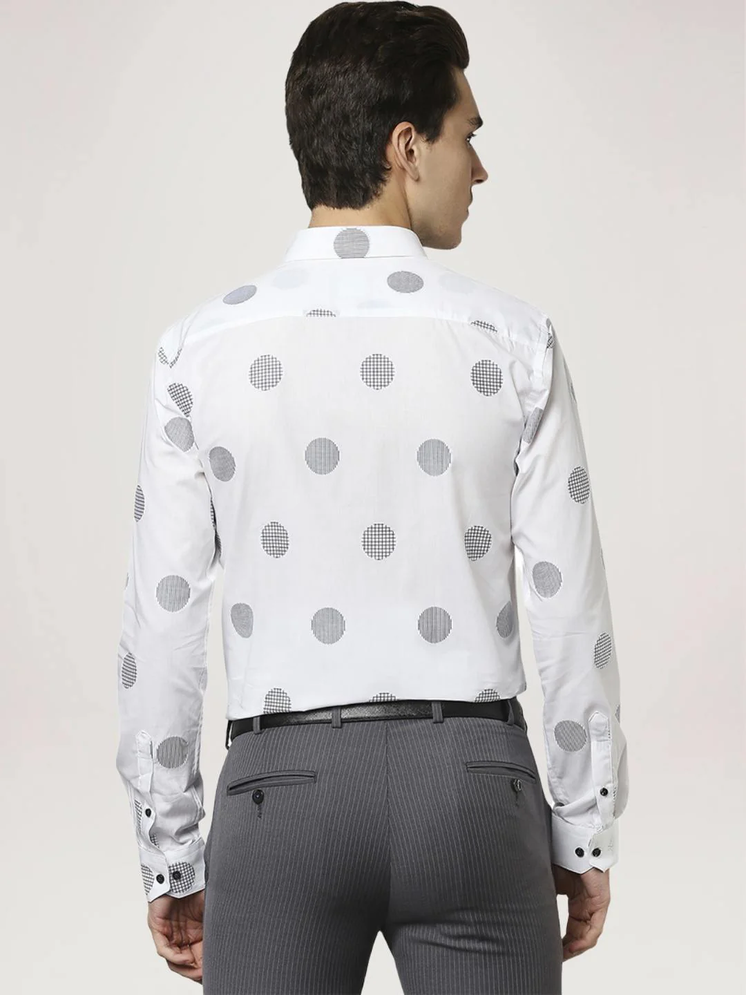 Men White Slim Fit Structure Cotton Shirts - Image 3