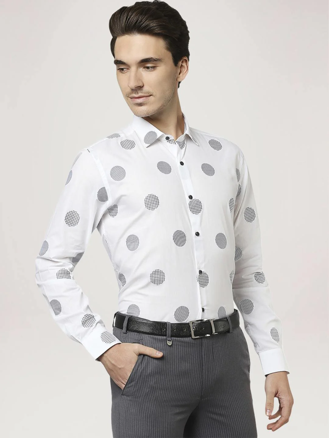 Men White Slim Fit Structure Cotton Shirts - Image 5