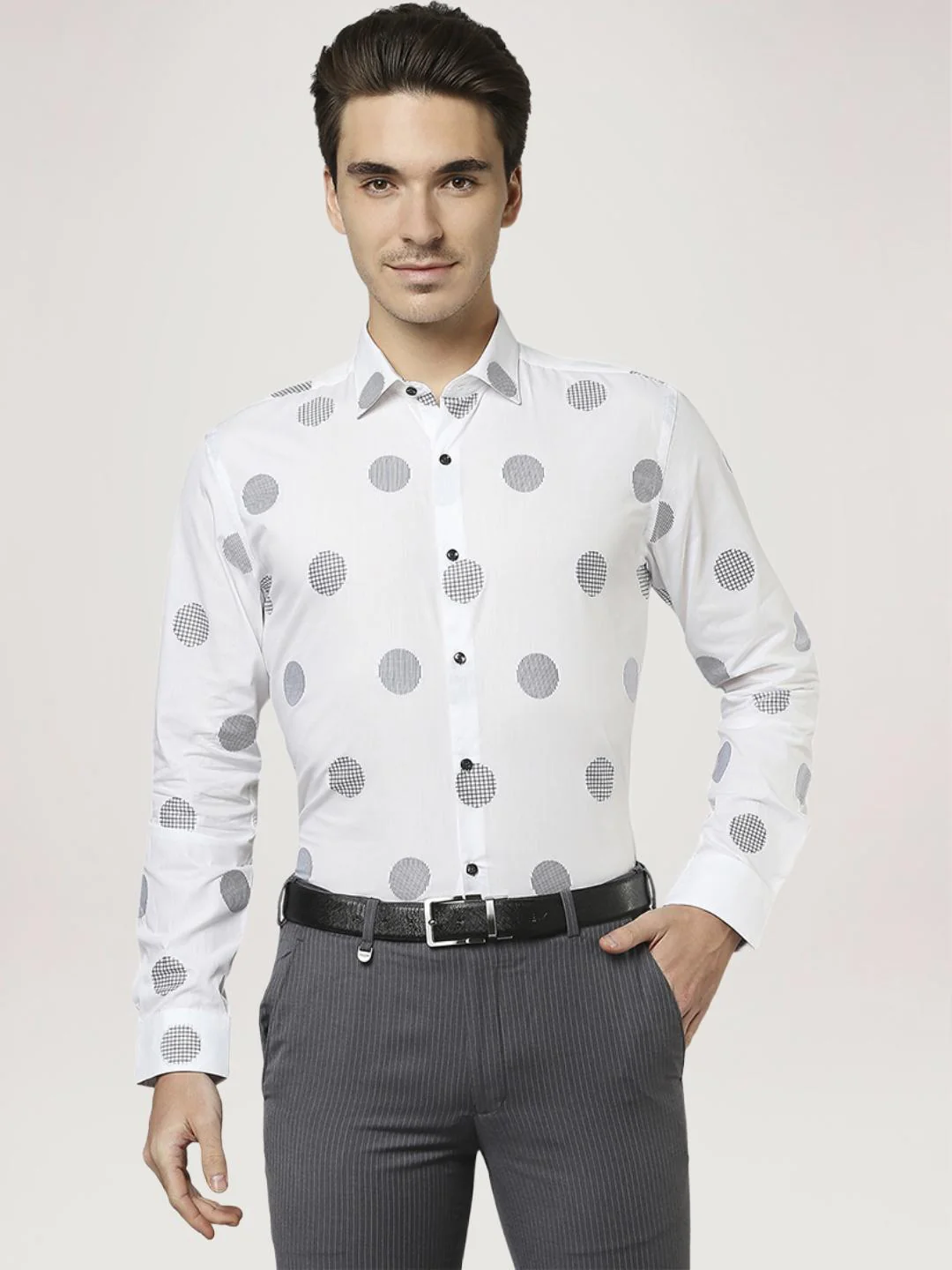 Men White Slim Fit Structure Cotton Shirts - Image 6