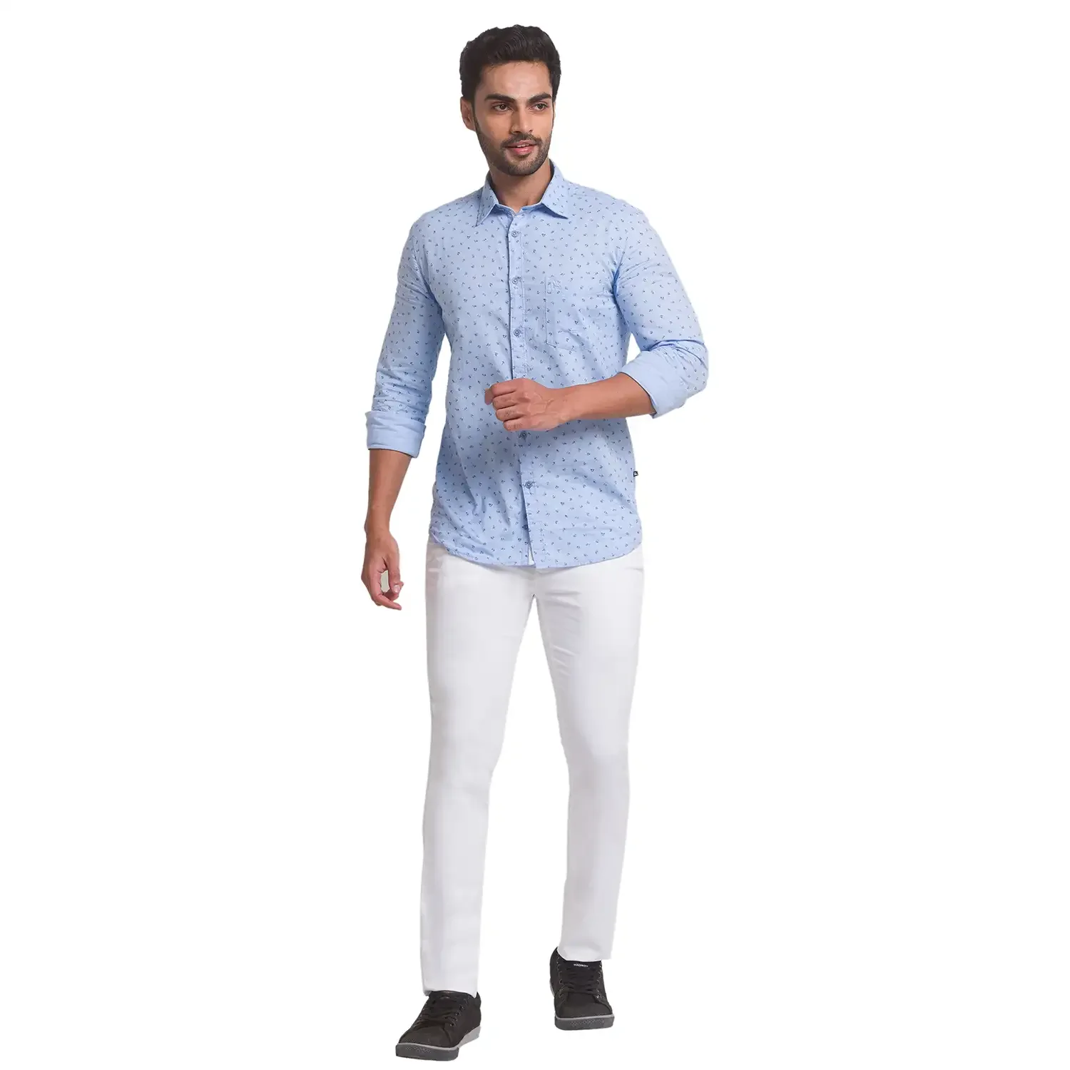 Men White Super Slim Fit Solid Cotton Blend Trouser - Image 5
